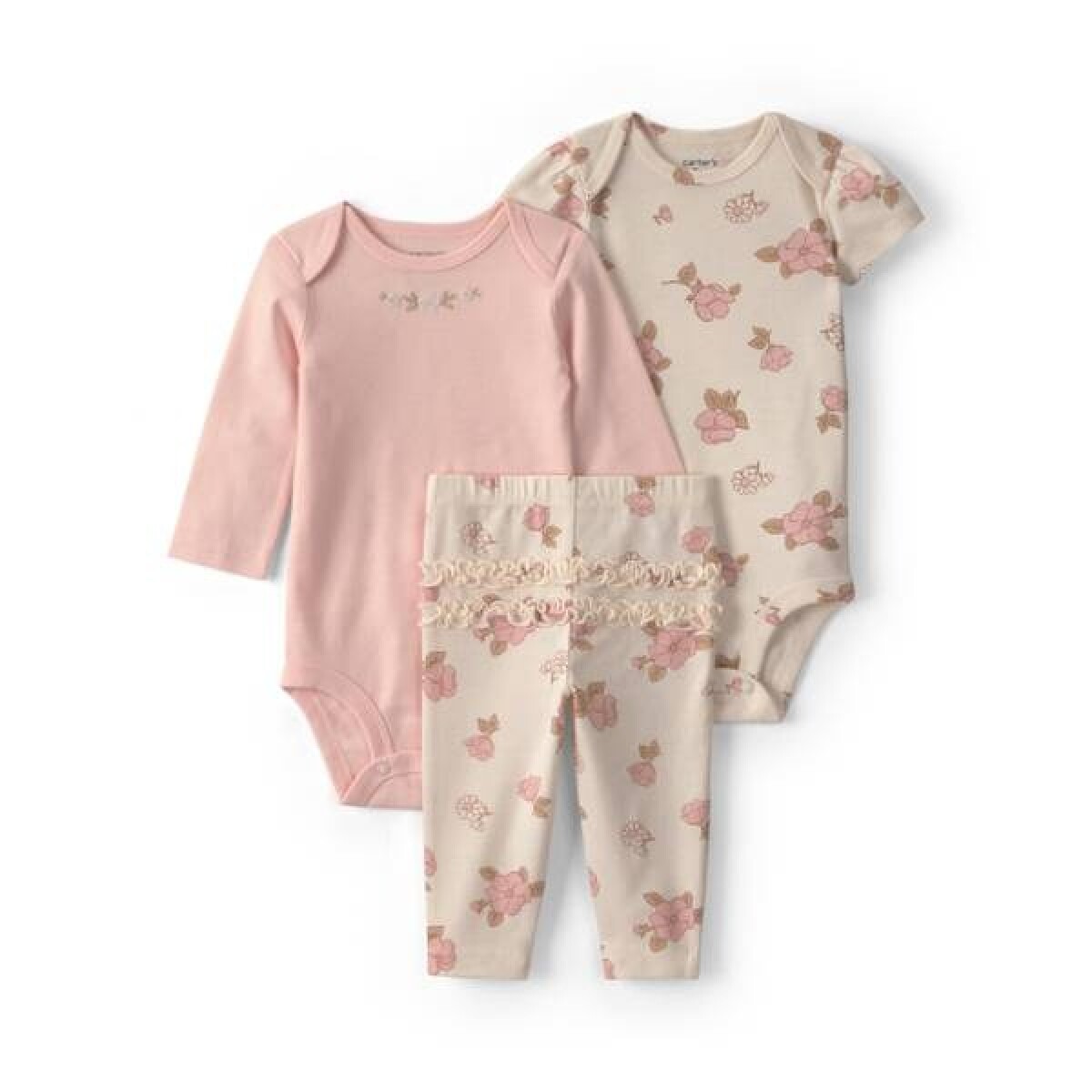 Set primer muda 3pz carters - flores rosa 