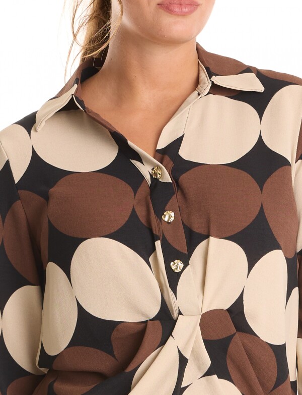 Conjunto Camisa Nudo & Pantalón Wide Leg MARRON/MULTI