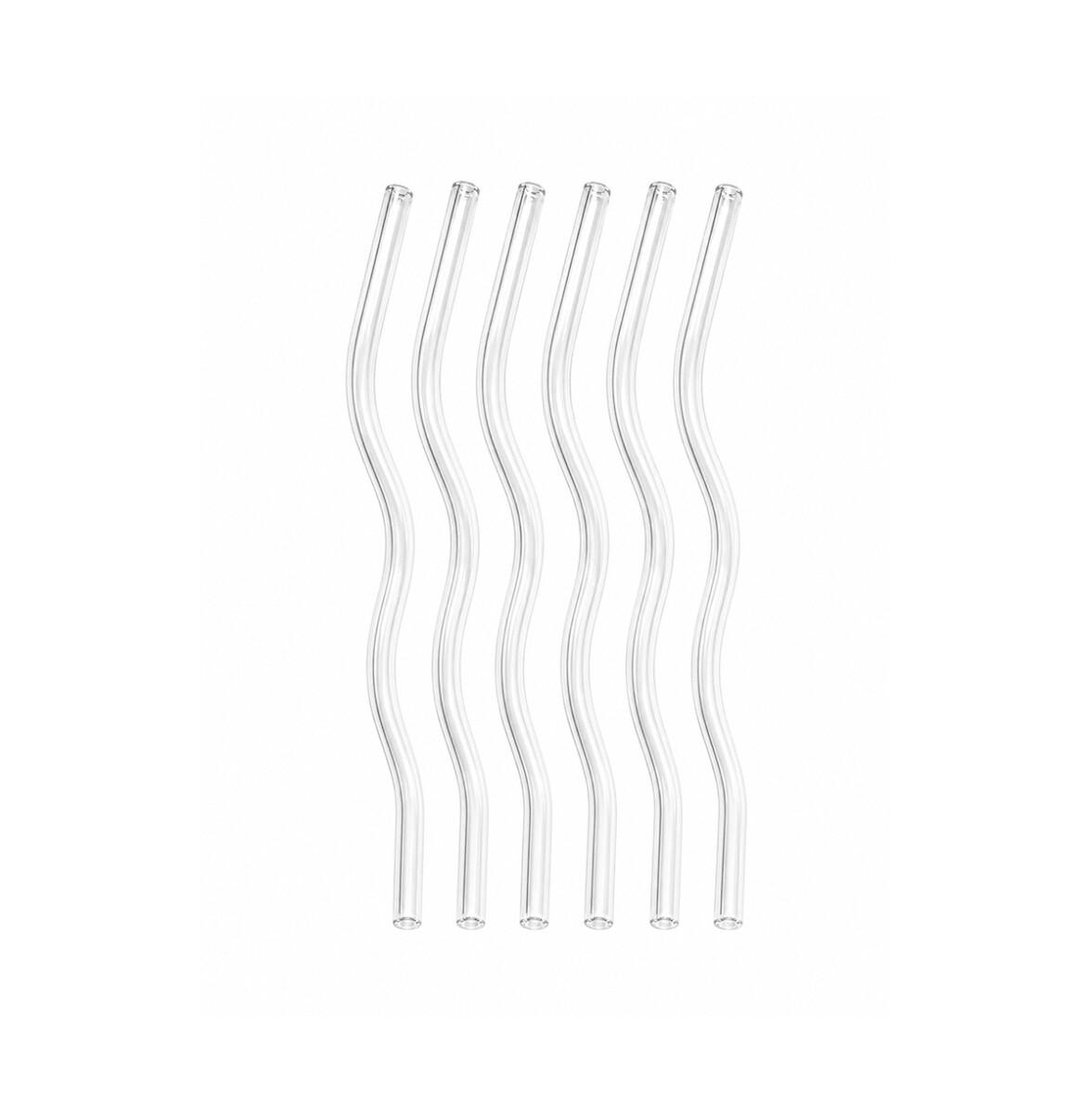 Set de 6 sorbitos de vidrio ondeado reutilizables con limpiador 