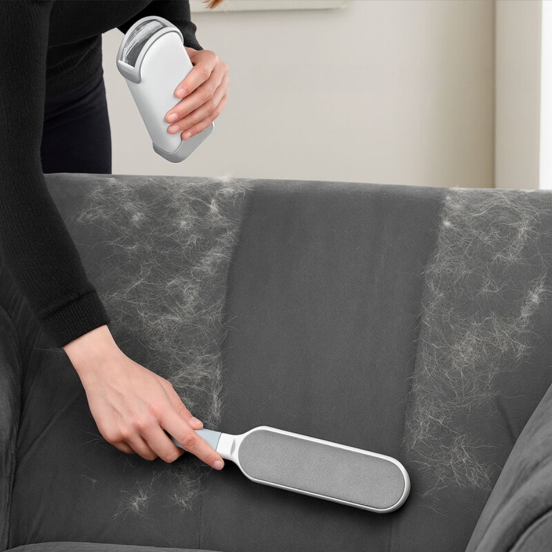 Cepillo Quita Pelos Mascotas Autolimpiante Reutilizable Blanco Con Gris Cepillo Quita Pelos Mascotas Autolimpiante Reutilizable Blanco Con Gris