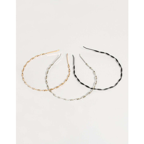 Set De Vinchas Metallic Combinacion Tricolor