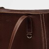 Shopper Vera en cuero vegetal liso Chocolate Niquel