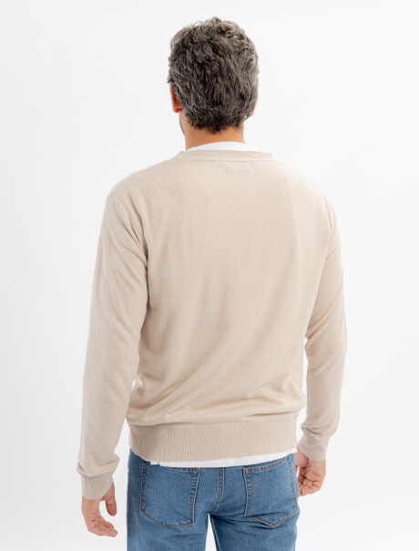 Buzo escote V Cedro beige