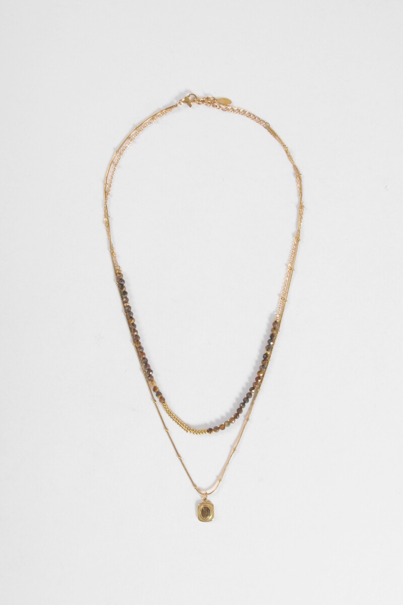Collar acero mix dorado