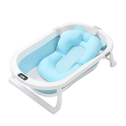 Baño Plegable Termómetro + Colchón Bebé Baby Antideslizante Color Variante Celeste