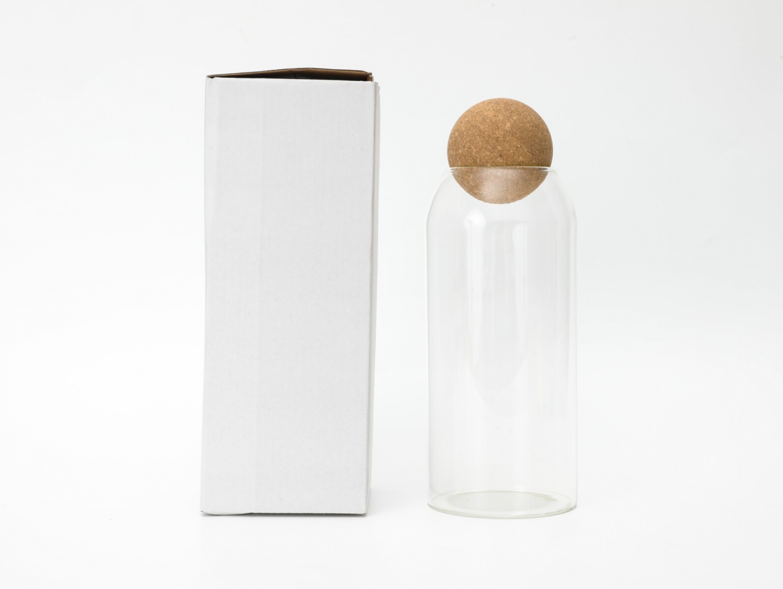 FRASCO DE VIDRIO CON TAPÓN DE MADERA - 1100 ML 