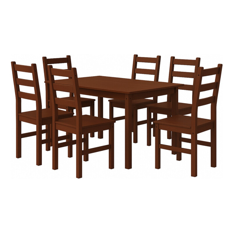 JUEGO DE COMEDOR 6 SILLAS CERA OSCURO Juego De Comedor 6 Sillas Cera Oscuro