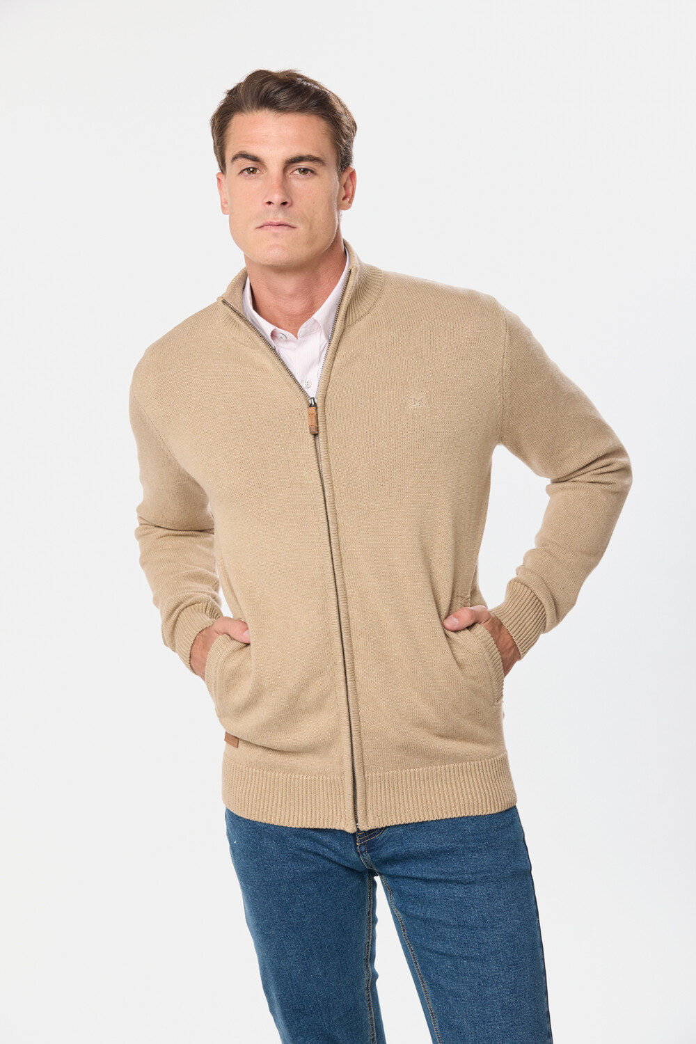 CAMPERA TEJIDA DE ALGODON Beige