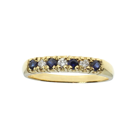 Anillo medio sin fin clásico chico en oro amarillo 18k con brillantes y zafiros Anillo medio sin fin clásico chico en oro amarillo 18k con brillantes y zafiros