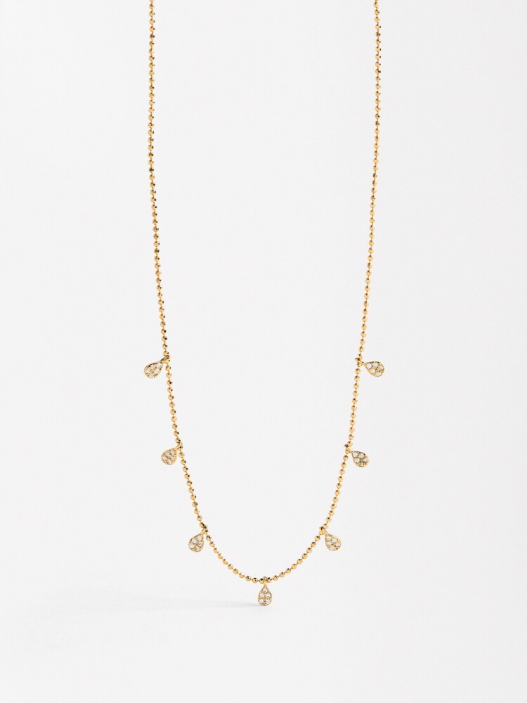 Collar Corto Con Circonitas - Plata De Ley 925 dorado