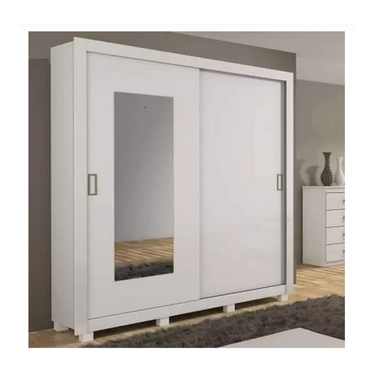 Armario ropero con 1 puerta, 2 estantes y 1 espejo - Blanco - WINONA -  Vente-unique