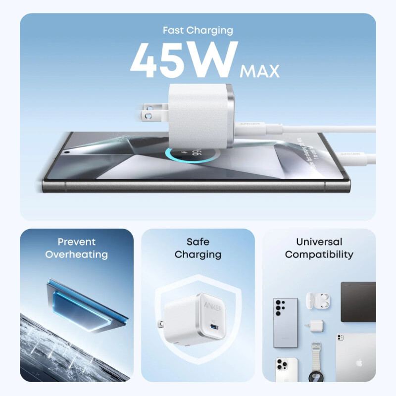 Cargador de pared Anker USB-C 45W White Cargador de pared Anker USB-C 45W White