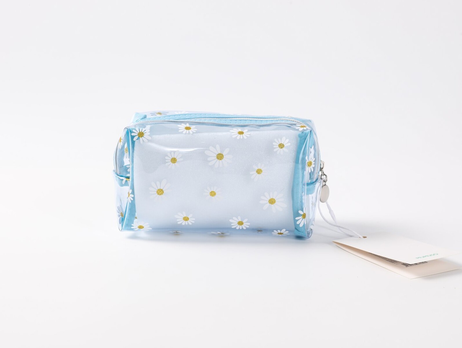 NECESER TRANSPARENTE RECTANGULAR DISEÑO MARGARITA (AZUL) 