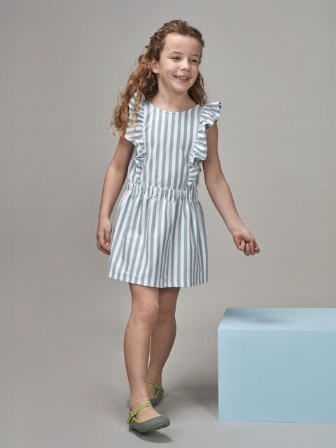 Vestido De Rayas De Punto Verde