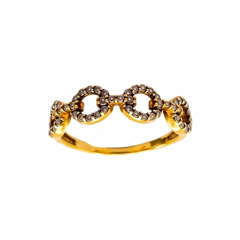 Anillo Eslabón-Oro Bajo-Piedra Zirconia-AN8098 conpiedra