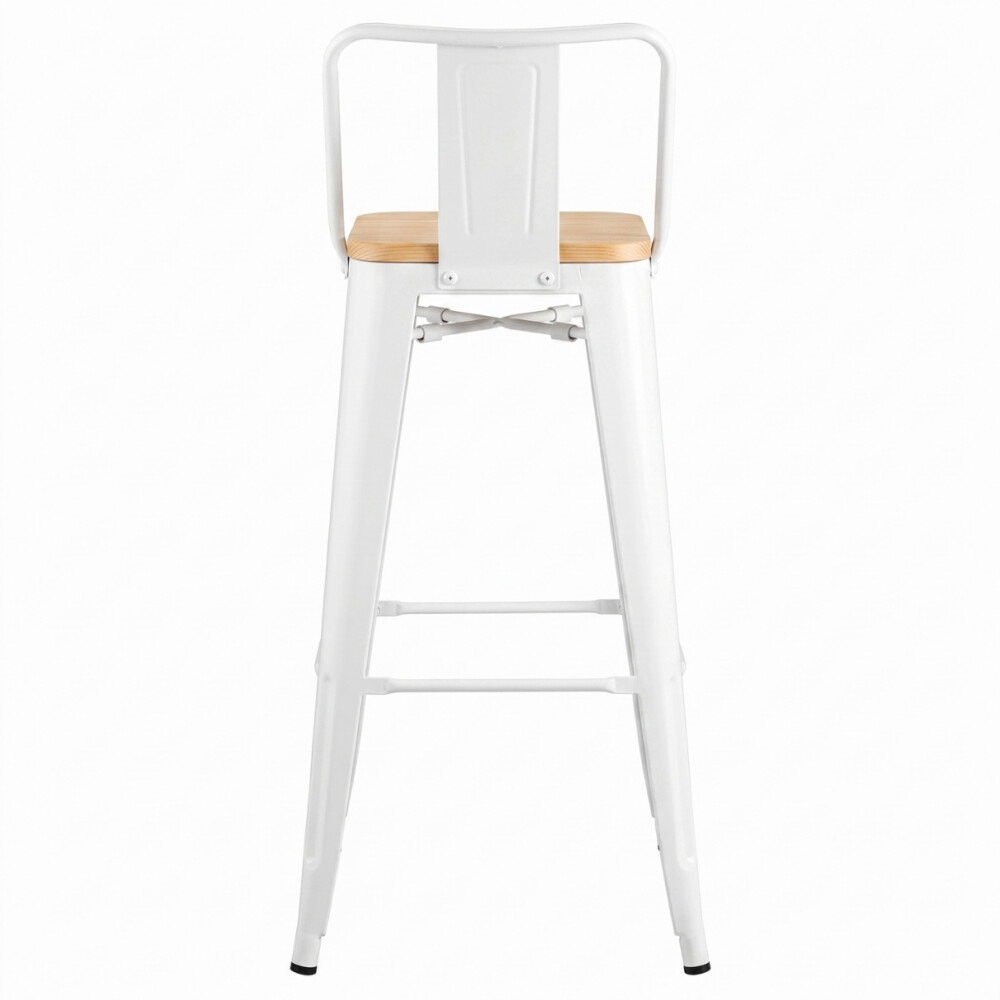 Taburete Con Respaldo Madera - Tolix Blanco