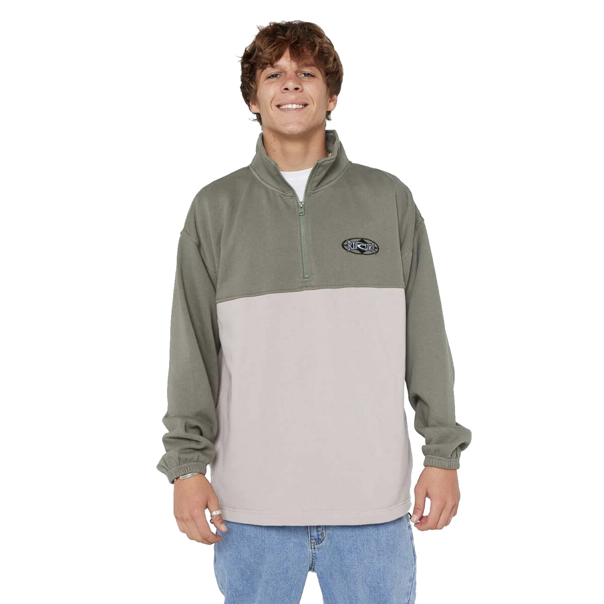 Buzo Rip Curl Heritage Oval 1/4 Zip Crew - Verde 