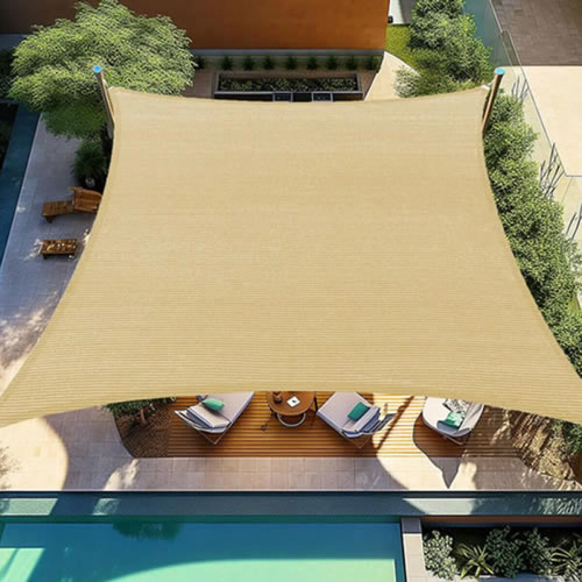 Toldo vela 2x2 metros sombra color TOSTADO 