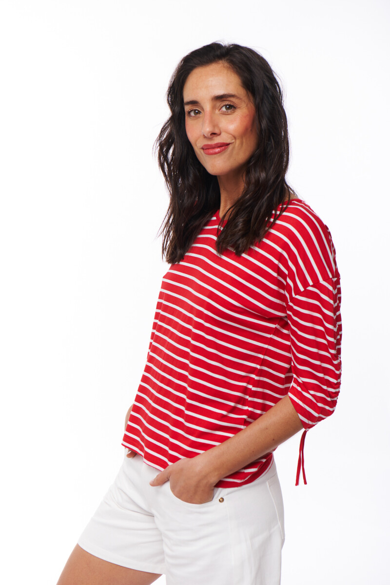 REMERA INCA ROJO RAYAS