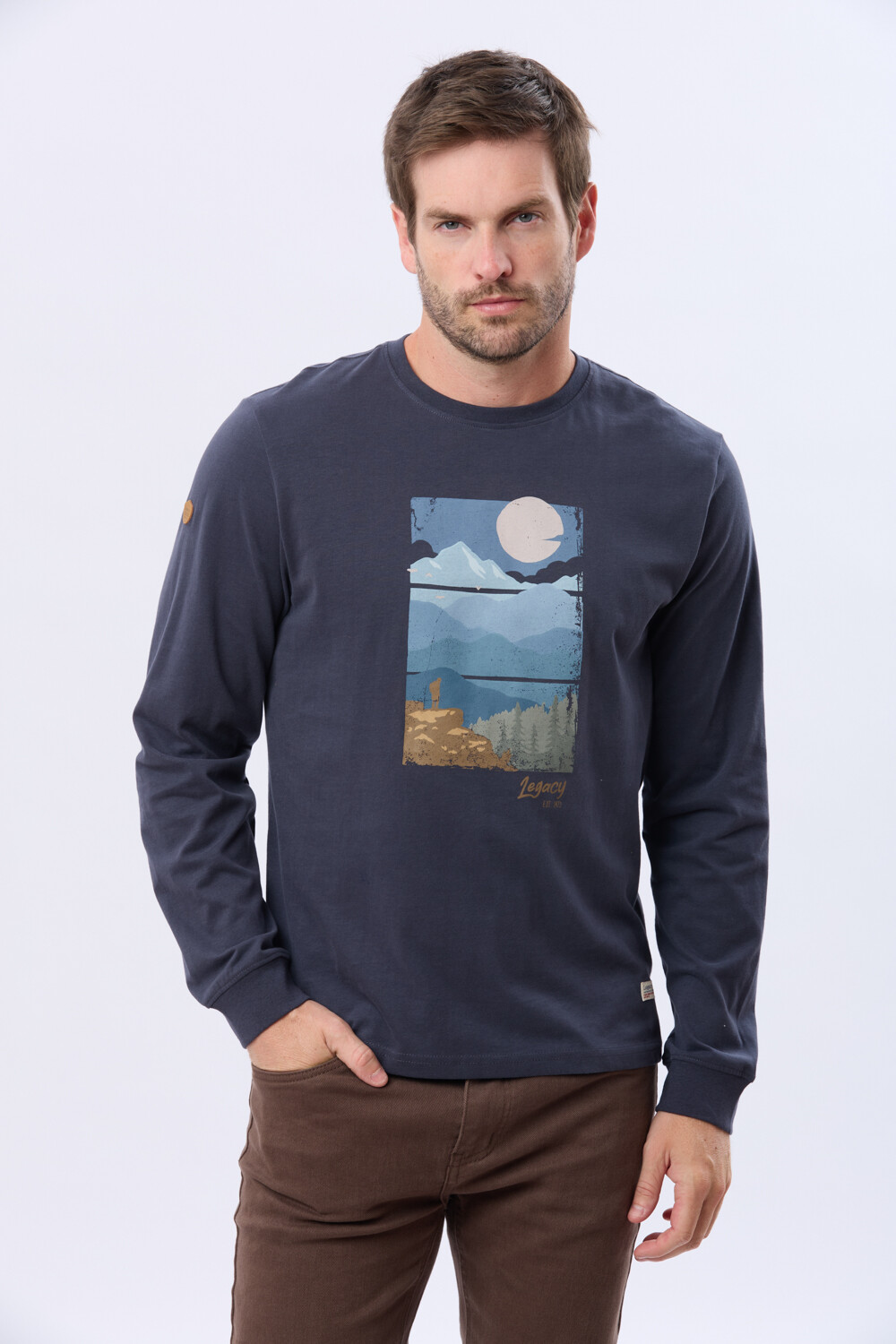 REMERA ESTAMPADA DE ALGODÓN Azul