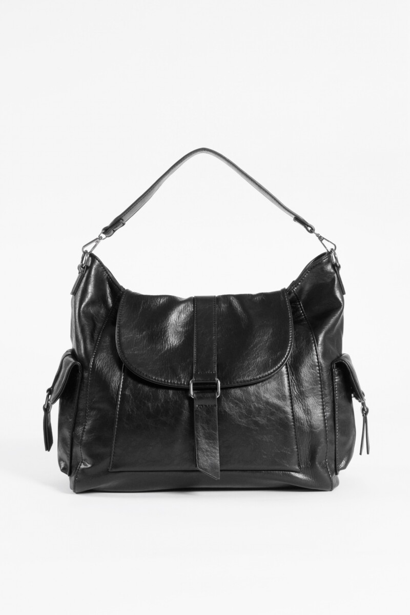 Cartera hobo con tapa negro