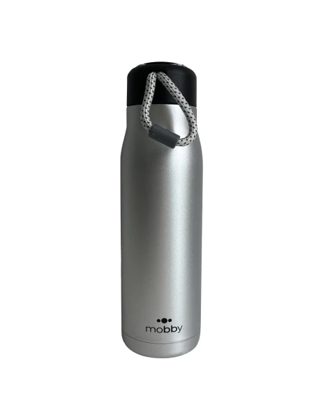 BOTELLA TERMICA D.PARED 550ML CUERDA PLATA MOBBY BOTELLA TERMICA D.PARED 550ML CUERDA PLATA MOBBY