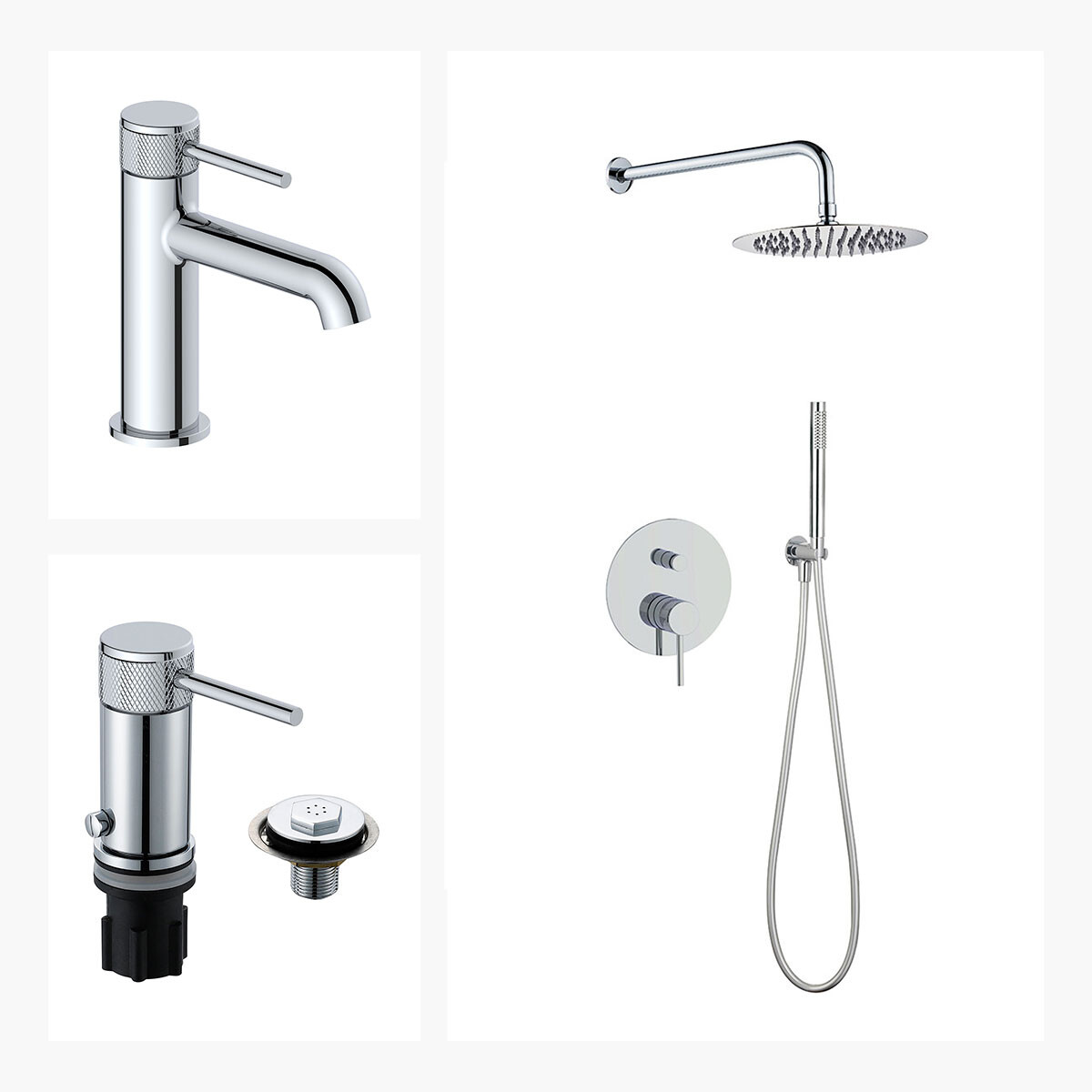 Cromo Brillo Juego De Griferia Baño Lavabo Bidet Y Ducha 