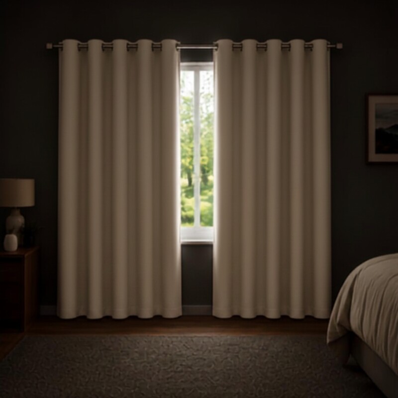 Cortina 100% Blackout set 2 paños 135 x 220 BEIGE