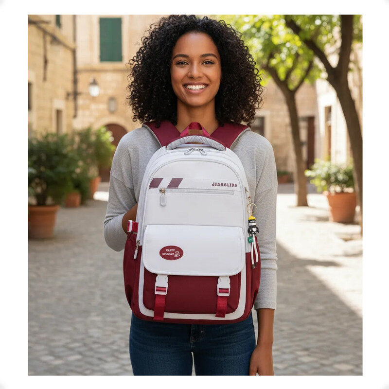 Mochila Escolar Liceal Unisex Impermeable Viaje Jianglida Bordo