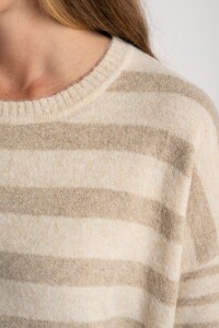 Sweater Rayado Combinado Beige Melange