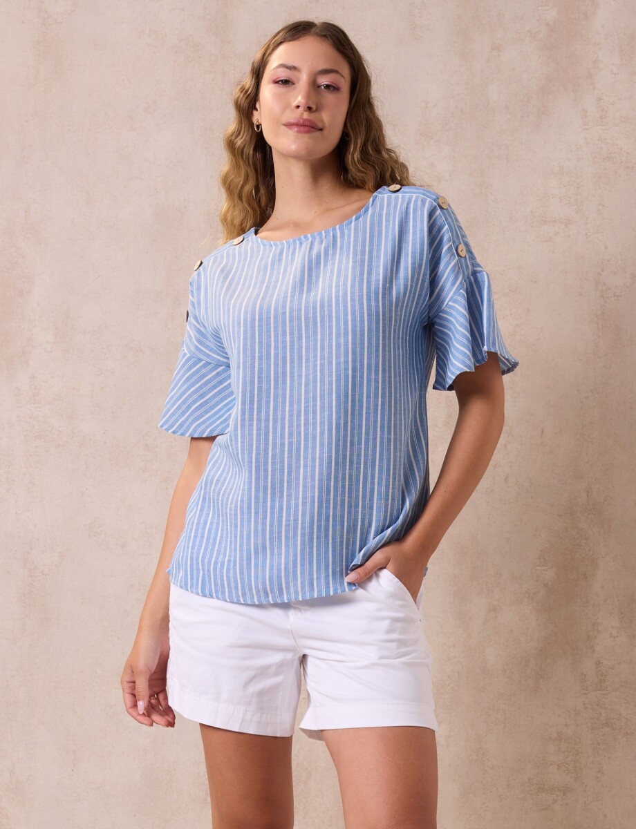 Blusa Botones - Azul/multi 