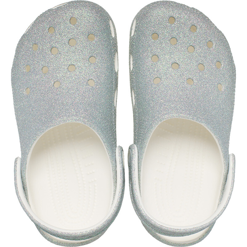 Classic Clog Iridescent Glitter Blanco