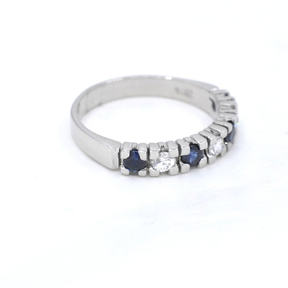Anillo En Oro 18K Blanco Con Brillantes Y Zafiros Anillo En Oro 18K Blanco Con Brillantes Y Zafiros