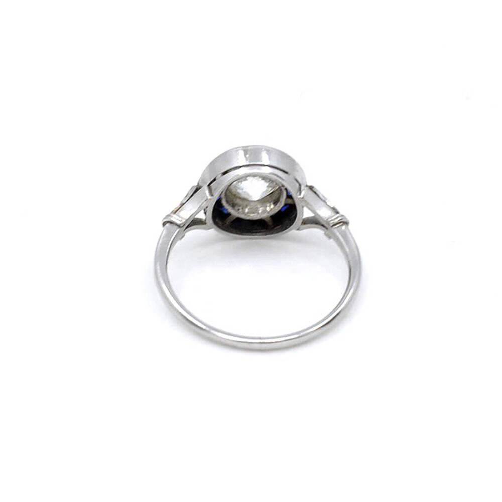 Anillo Platino, Brillantes Y Zafiros Sinteticos Anillo Platino, Brillantes Y Zafiros Sinteticos