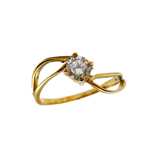 Anillo Solitario-Oro bajo-Piedra Zirconia-AN8082 conpiedra