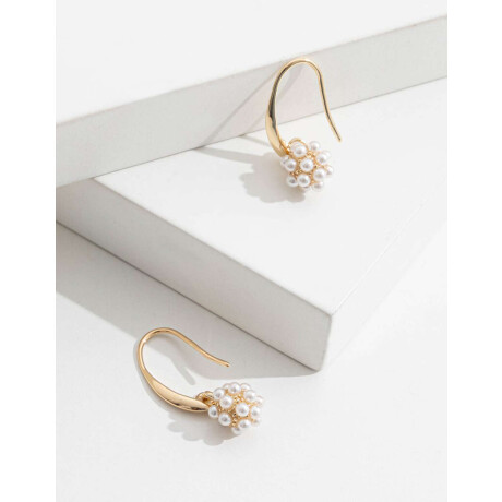 Aros Colgantes Con Perlitas Dorado