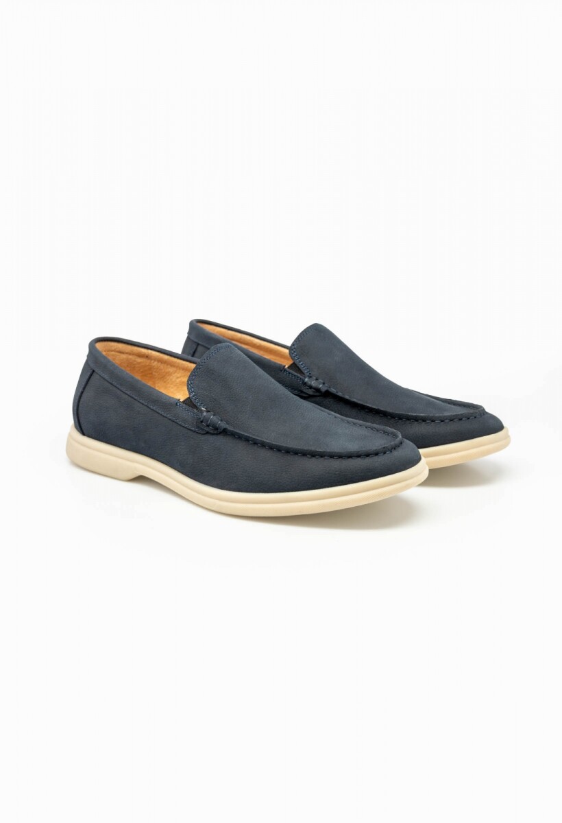 Mocasín liso cuero - Navy 
