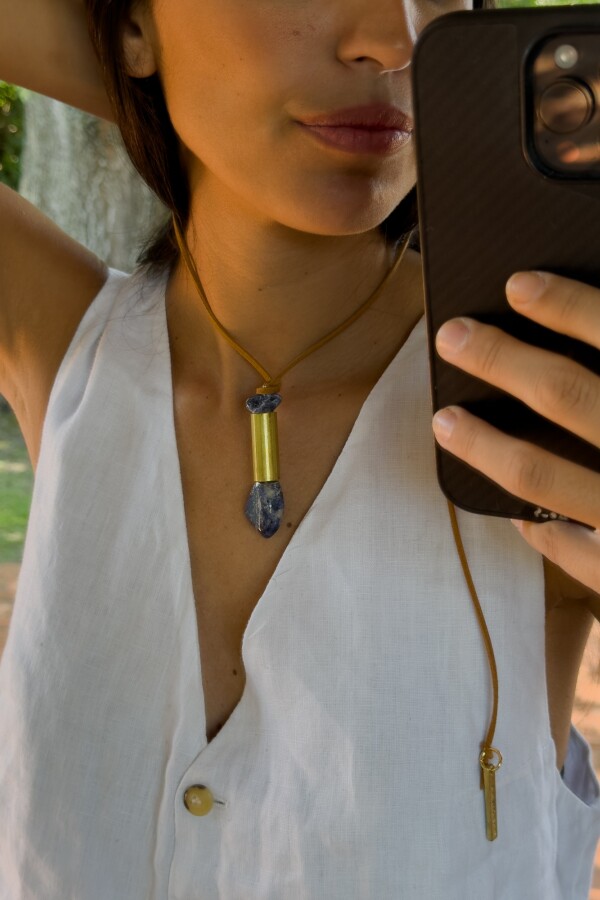 Raw Stone Necklace Azul
