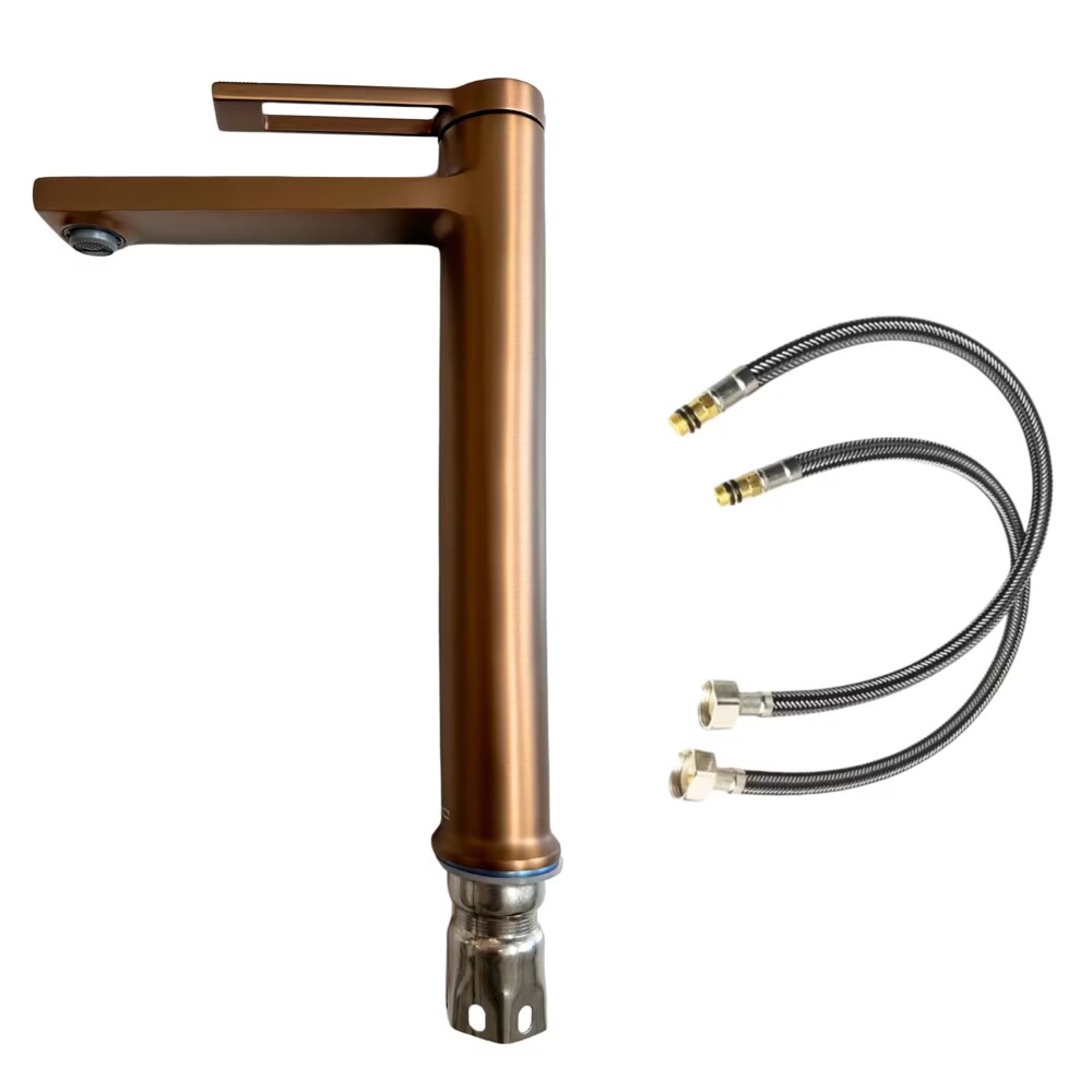Grifería de lavatorio Monocomando de mesada Alto Elar Bronce cepillado Grifería De Lavatorio Monocomando De Mesada Alto Elar Bronce Cepillado