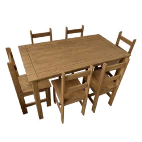 Juego de comedor 6 sillas en madera maciza TAB10101 Nogal Juego de comedor 6 sillas en madera maciza TAB10101 Nogal