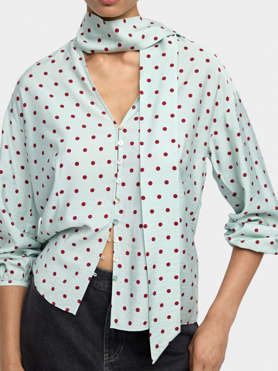 Camisa Estampado De Lunares azul