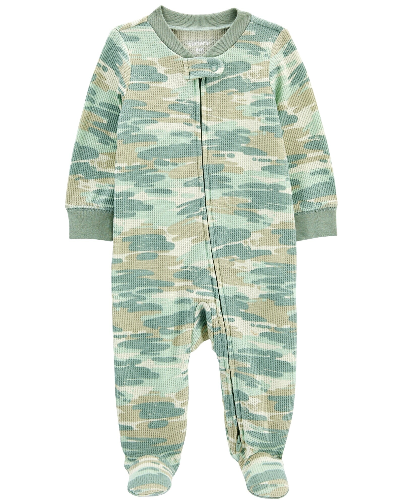 Pijama una pieza de algodón térmico, con pie, diseño camuflado Sin color