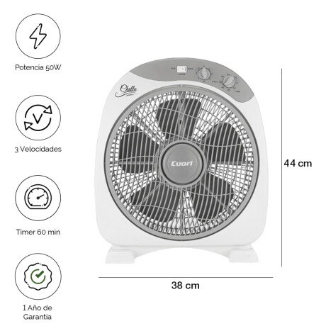 Pack x2 Turbo Ventilador Piso Cuori Chello 3Vel y Timer 50W Blanco/gris