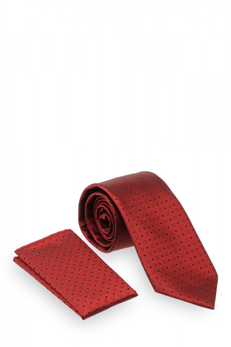Corbata con pañuelo 8 cm BORDO LISA