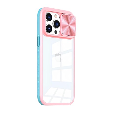 Protector Case con Protector de Cámara Slide para iPhone 15 Pro Pink+blue
