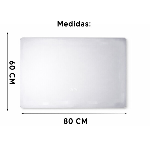 Espejo Rectangular Con Led Baño Led11 60 X 80 Desempañador ESPEJO RECTANGULAR LED11 60X80