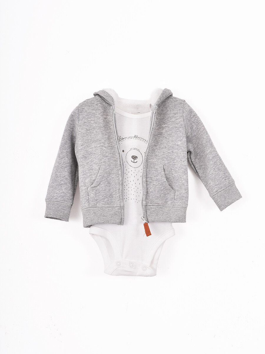 CONJUNTO OSO SET 3 PCS - GRIS MELANGE M 