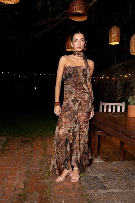 Vestido Jazmín Geo marrón