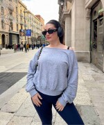 Polera Year Round Terry Off Shoulder Sweatshirt Mujer Classic Grey Heather