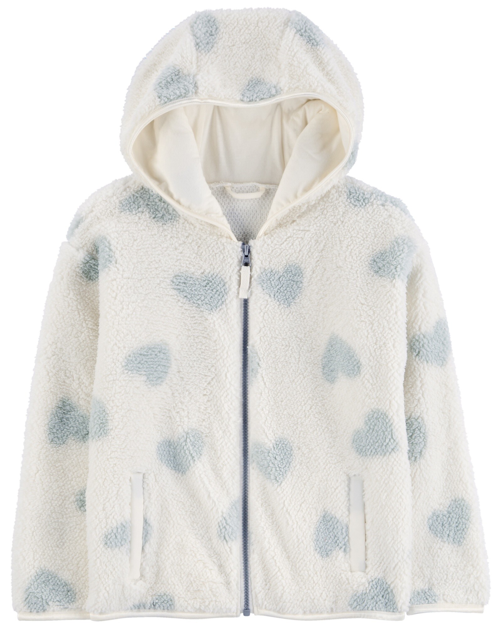 Campera de sherpa, diseño corazones Sin color